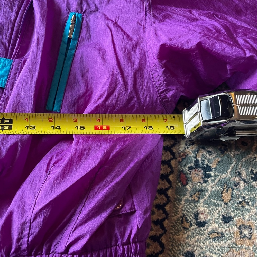 Vintage 80s One Piece Ski Snowboarding Suit Purple Turquoise Size 16 by Fera - Picture 17 of 17